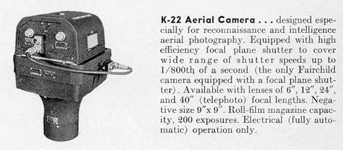 K-22 aerial camera with 12 inch lens